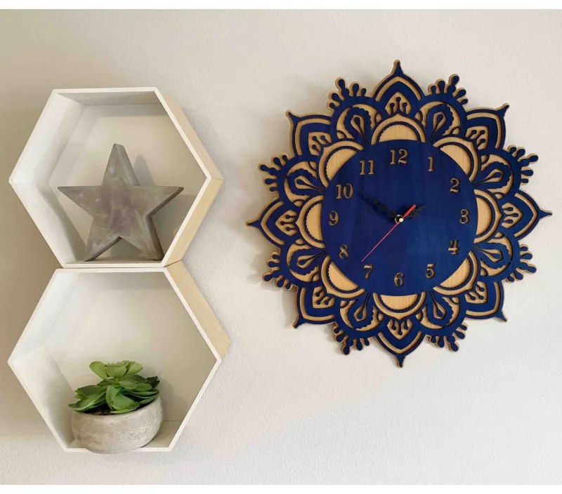 Drevené hodiny na stenu modré - dvojvrstvové l SENTOP PR0375 - A MDF BUK - MODRA RAL5002 TOPOĽ