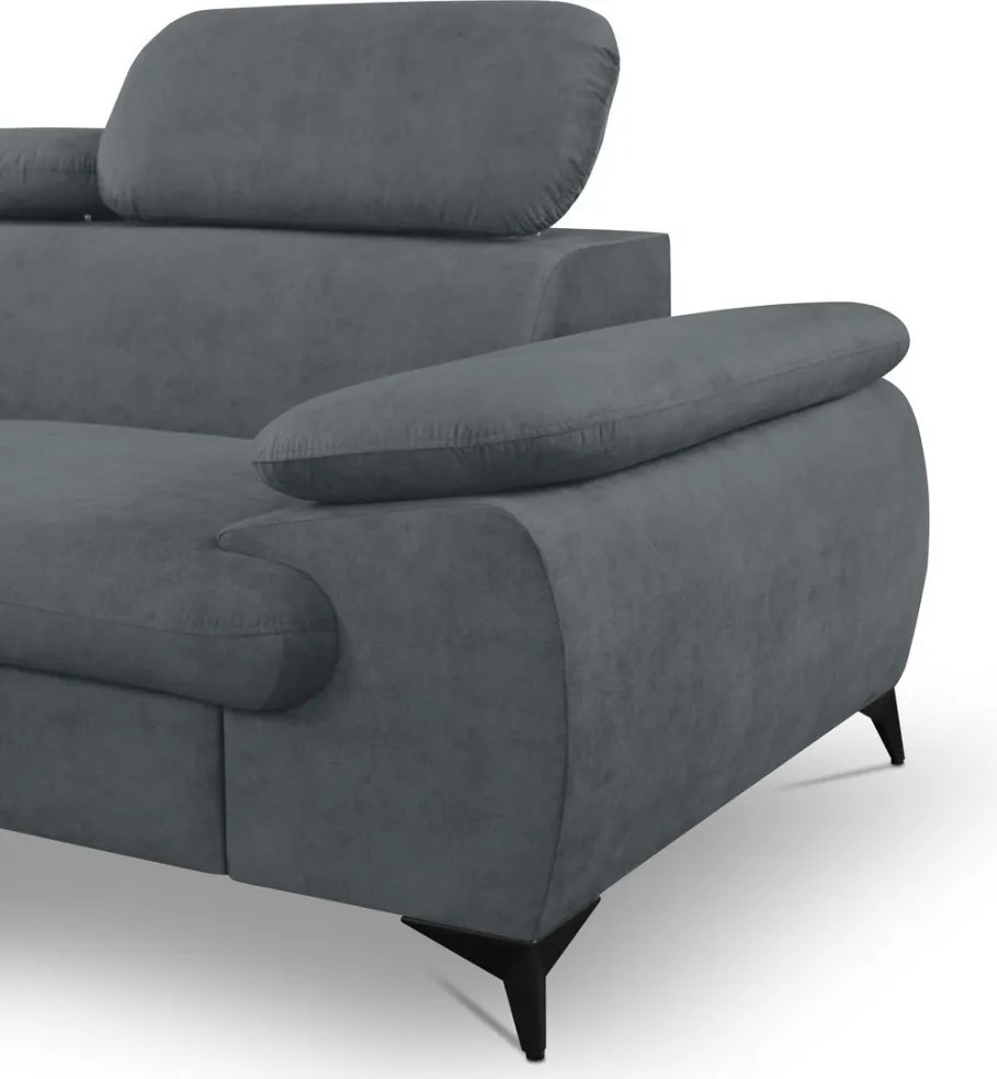 Rohová sedacia súprava Scala, ocelovo šedá látka, ľavý roh