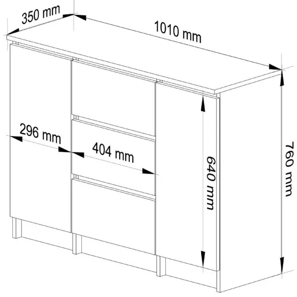 Komoda K100 2D 3SZ betón