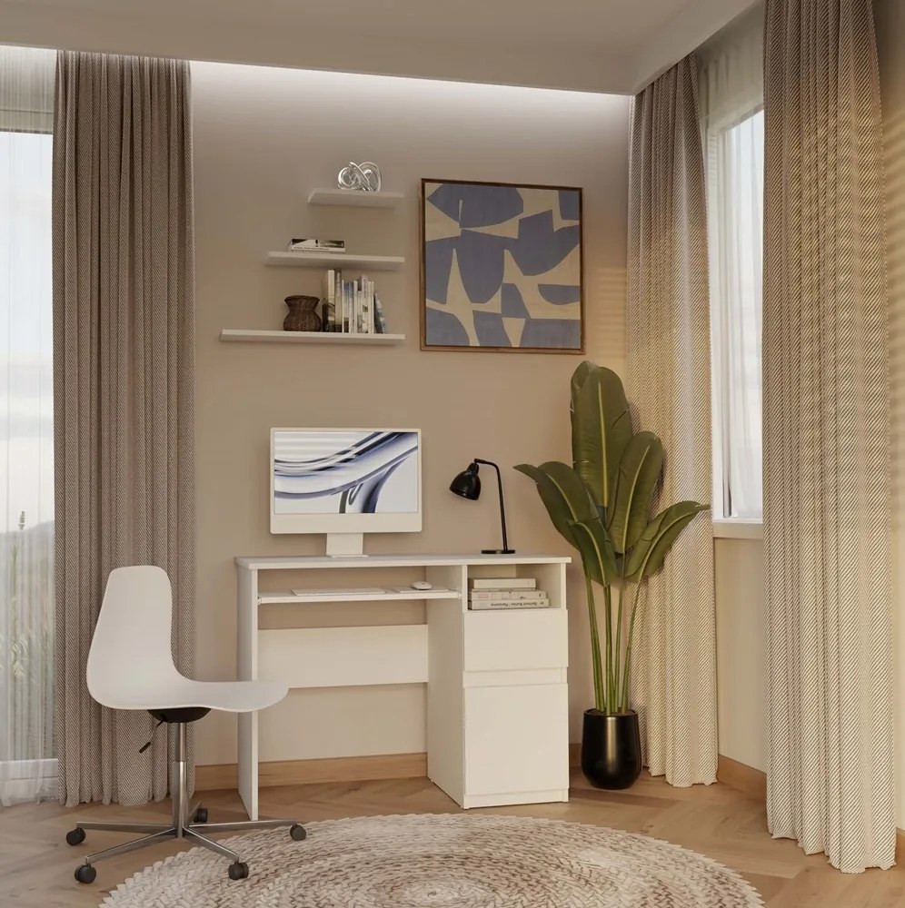 Písací stôl Porto 98 cm pravý biely