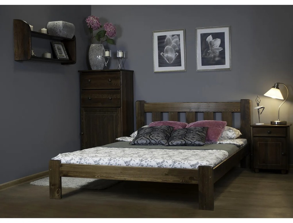 Posteľ BRITA 160x200cm z masívu borovice Jelša