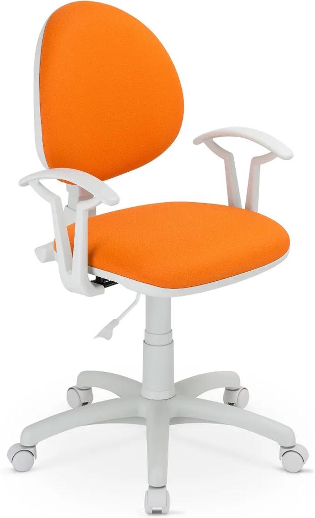 NOWY STYL Smart White detská stolička na kolieskach s podrúčkami oranžová (V83)