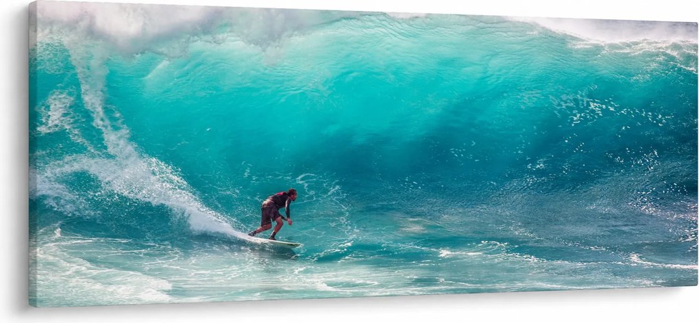Obraz surferov vo vlnách (120x50 cm)