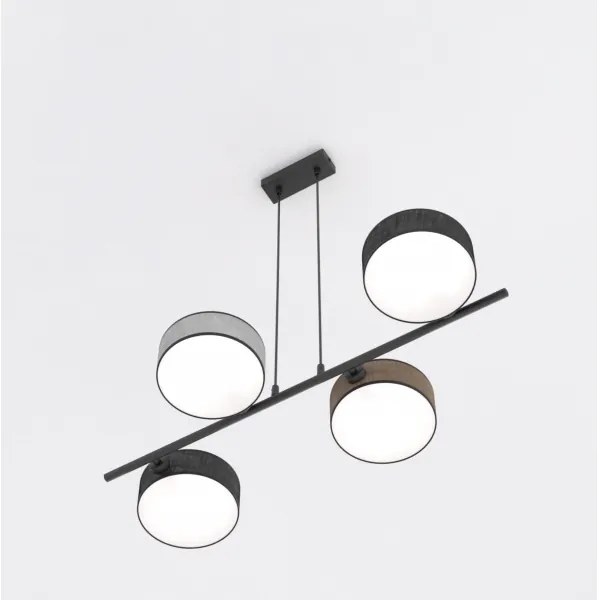Závesný luster DRUMZ na lane 4xE14/10W/230V čierna/hnedá/sivá