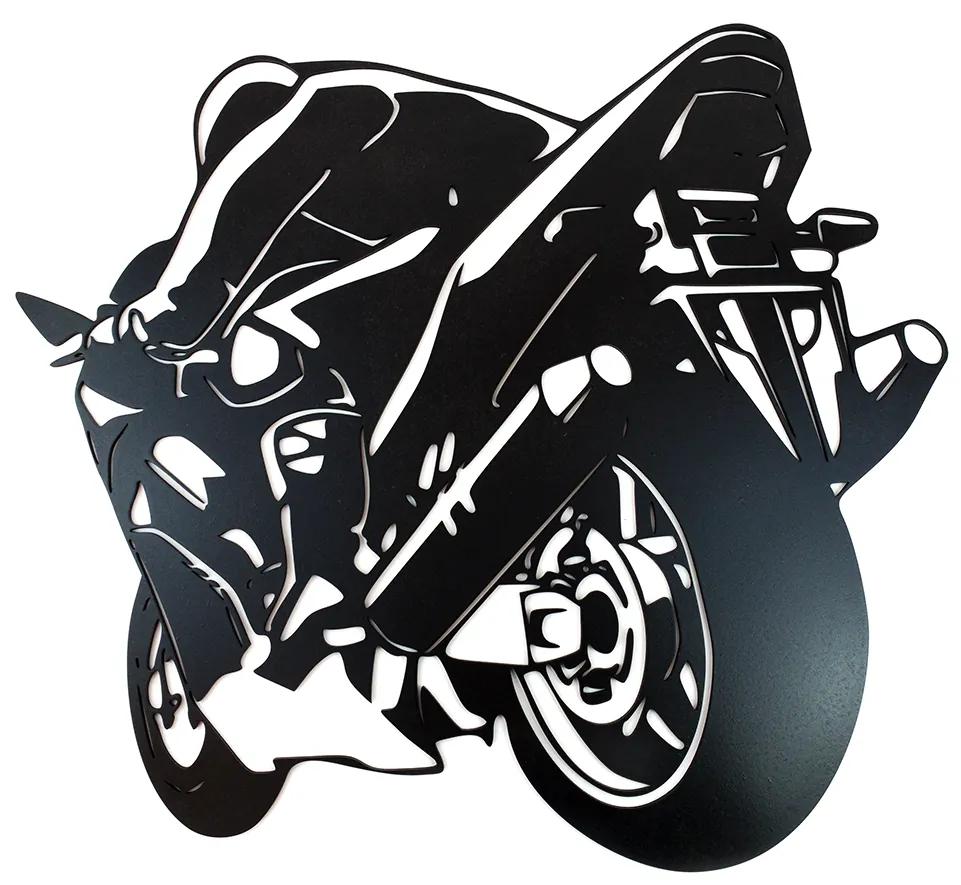Veselá Stena Drevená nástenná čierna dekorácia Športová motorka malá