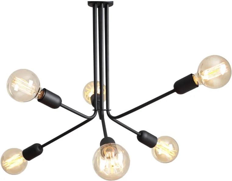 Čierne závesné svietidlo na 6 žiaroviek Custom Form Vanwerk Duo