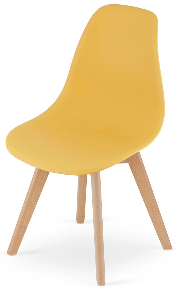 Horčicová stolička KITO s bukovými nohami