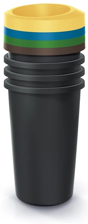 Set košov na triedený odpad, okrúhle, 4 x 25 l, farebná