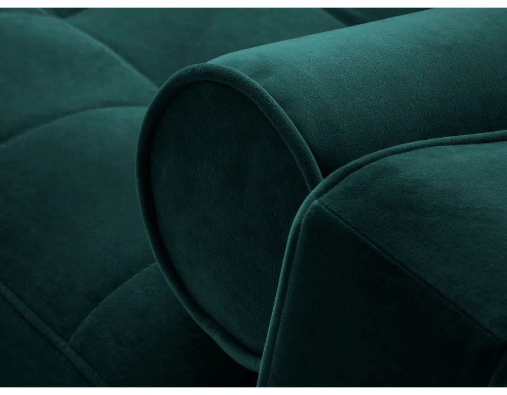 Petrolejovozelená zamatová rozkladacia rohová pohovka Milo Casa Santo, pravý roh