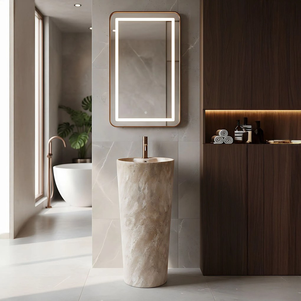 Rea Blanka Savana Matt, voľne stojace umývadlo 40x40x85 cm, imitácia kameňa, REA-U3615