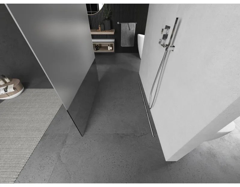 Mexen Kioto, sprchová zástena Walk-In 140 x 200 cm, 8mm číre sklo-námraza, brúsená oceľ profil, 800-140-002-97-35