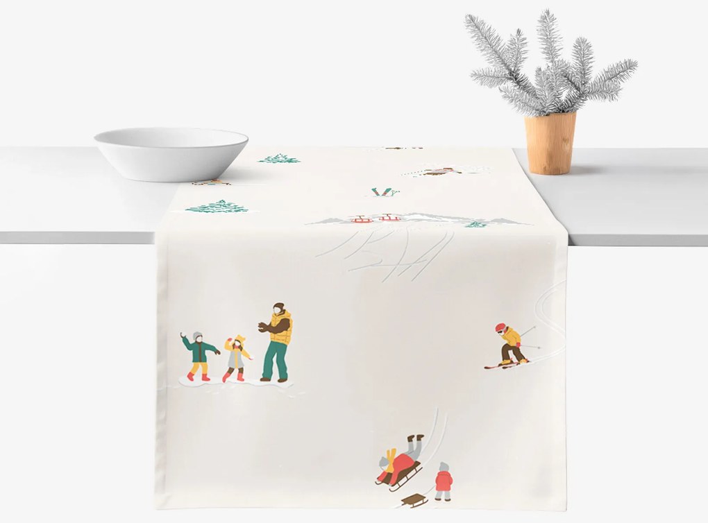Goldea behúň na stôl 100% bavlnené plátno - zimné radovánky 50x160 cm