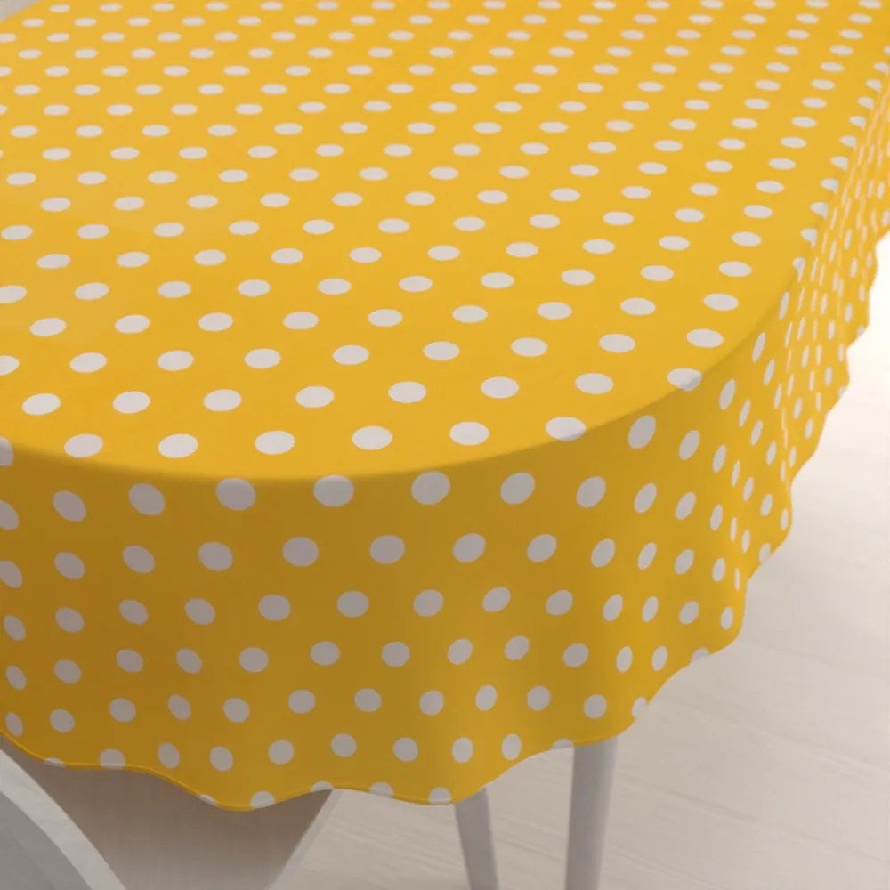 Biante Bavlnený oválny obrus Sandra SA-598 Biele bodky na žltom 120x180 cm