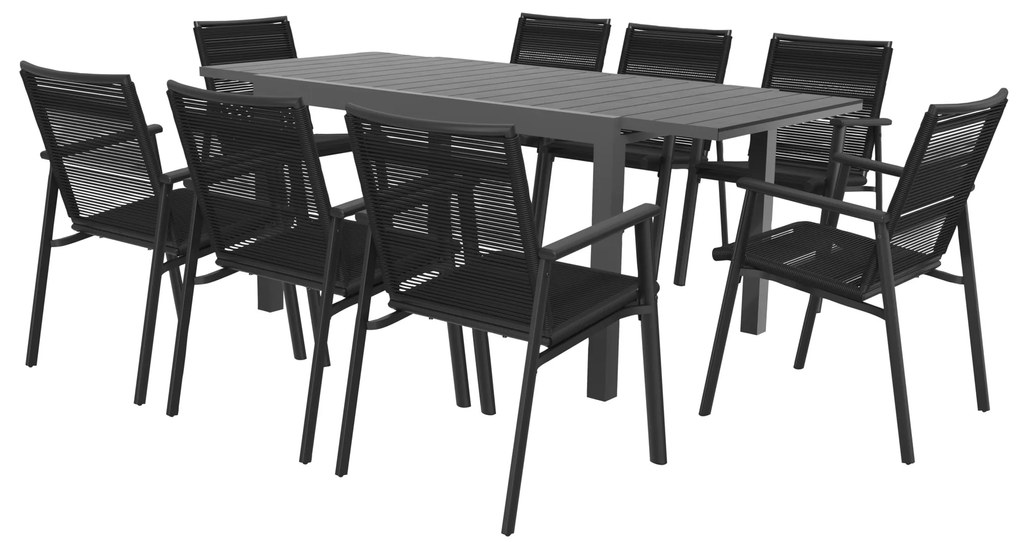 Livarno home Rozkladací záhradný stôl Miami + Záhradná stolička Miami, 8 kusov  (800008472)