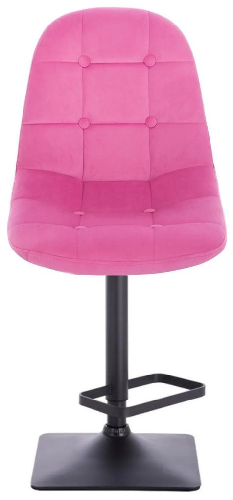 LuxuryForm Barová stolička SAMSON VELUR na čierne základni - ružová