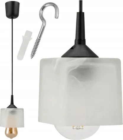 Stropná závesná lampa lustera 100cm 1xe27 sklenený tyčinidlo v obraze biely