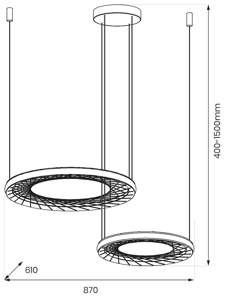 Závesné LED svietidlo Nest, 2x LED 77w, 4000k, b