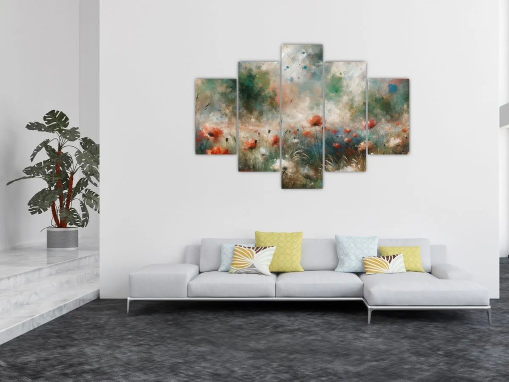 Obraz – Abstrakcia poľa s makmi (150x105 cm)