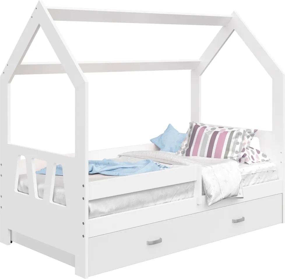 AMI nábytok Dětská postel DOMEČEK D3A 80x160cm masiv bílá