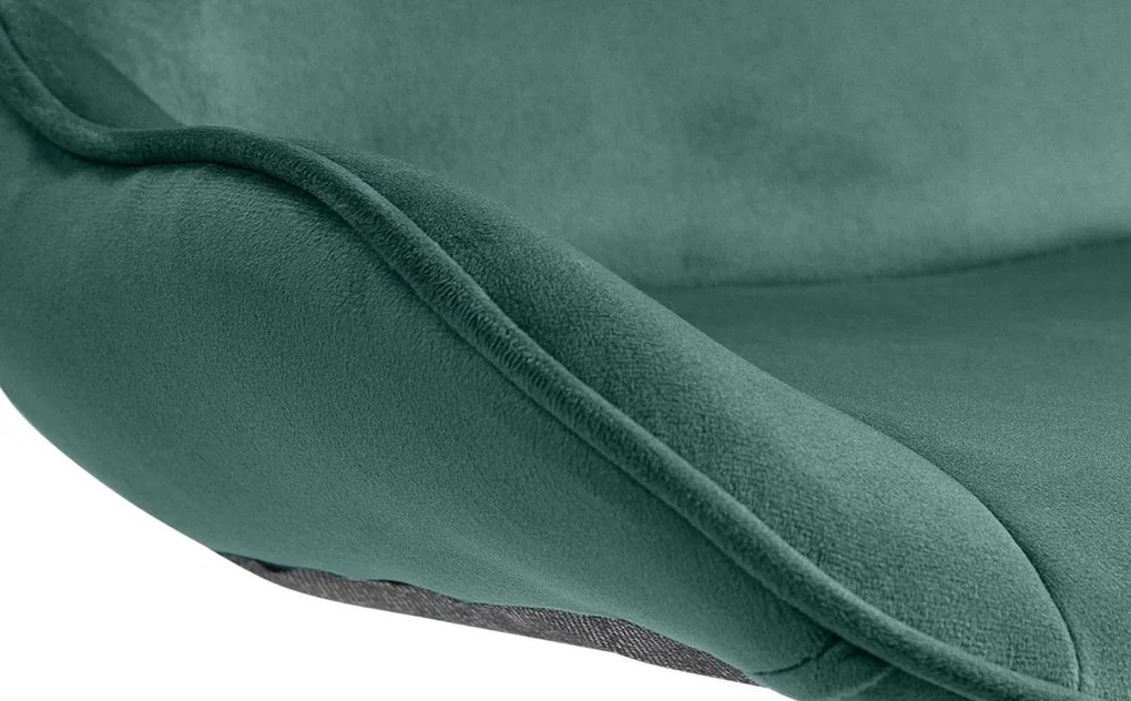 Barová stolička Vonore - zamat, čierny rám - Zelená