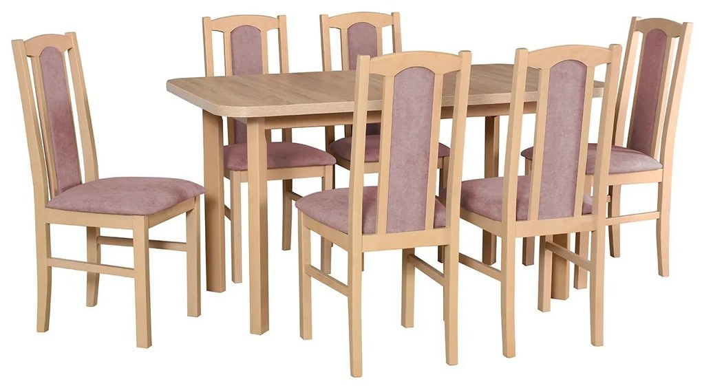 Rozkladací stôl so 6 stoličkami - AL60, Morenie: sonoma, Poťahové látky: 25x - Paros 2 Mirjan24 5902928074390