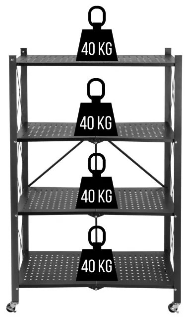 Pojazdný regál GESTEL 4 police čierny
