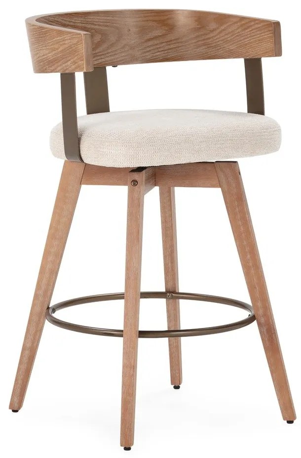 Krémovobiele/v prírodnej farbe čalúnené barové stoličky v súprave s podrúčkami 2 ks Ilia – MOME