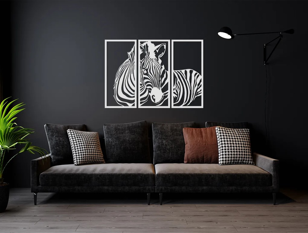 drevko 3-dielny obraz na stenu Zebra Rozmer obrazu: 45 x 65 cm, Farba dekorácie: Čierna