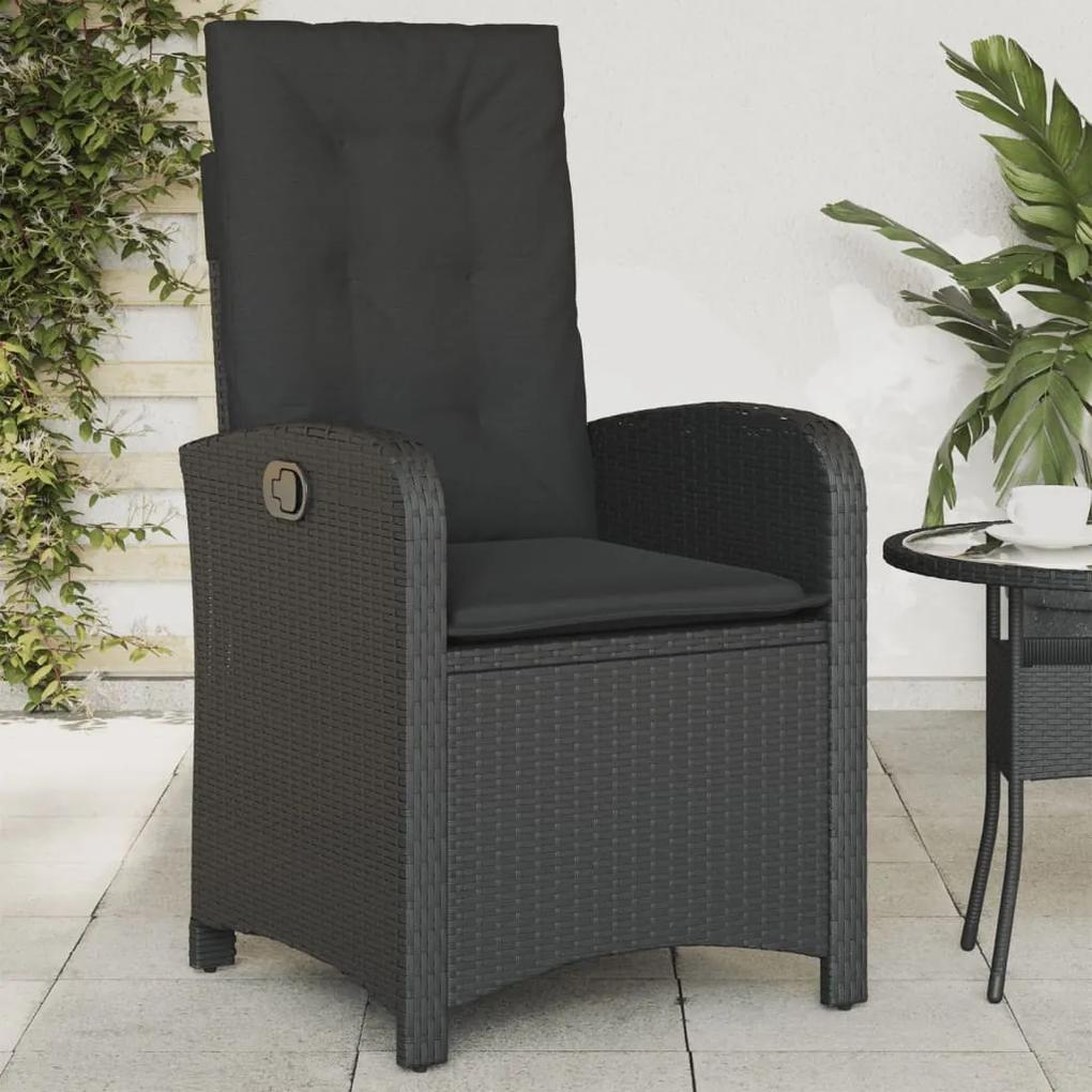 Sklápacia záhradná stolička s vankúšmi čierna polyratan 365161