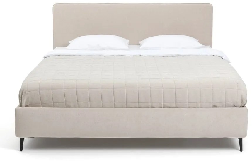 Béžová čalúnená dvojlôžková posteľ s roštom 160x200 cm Noira Slim – Bonami Selection