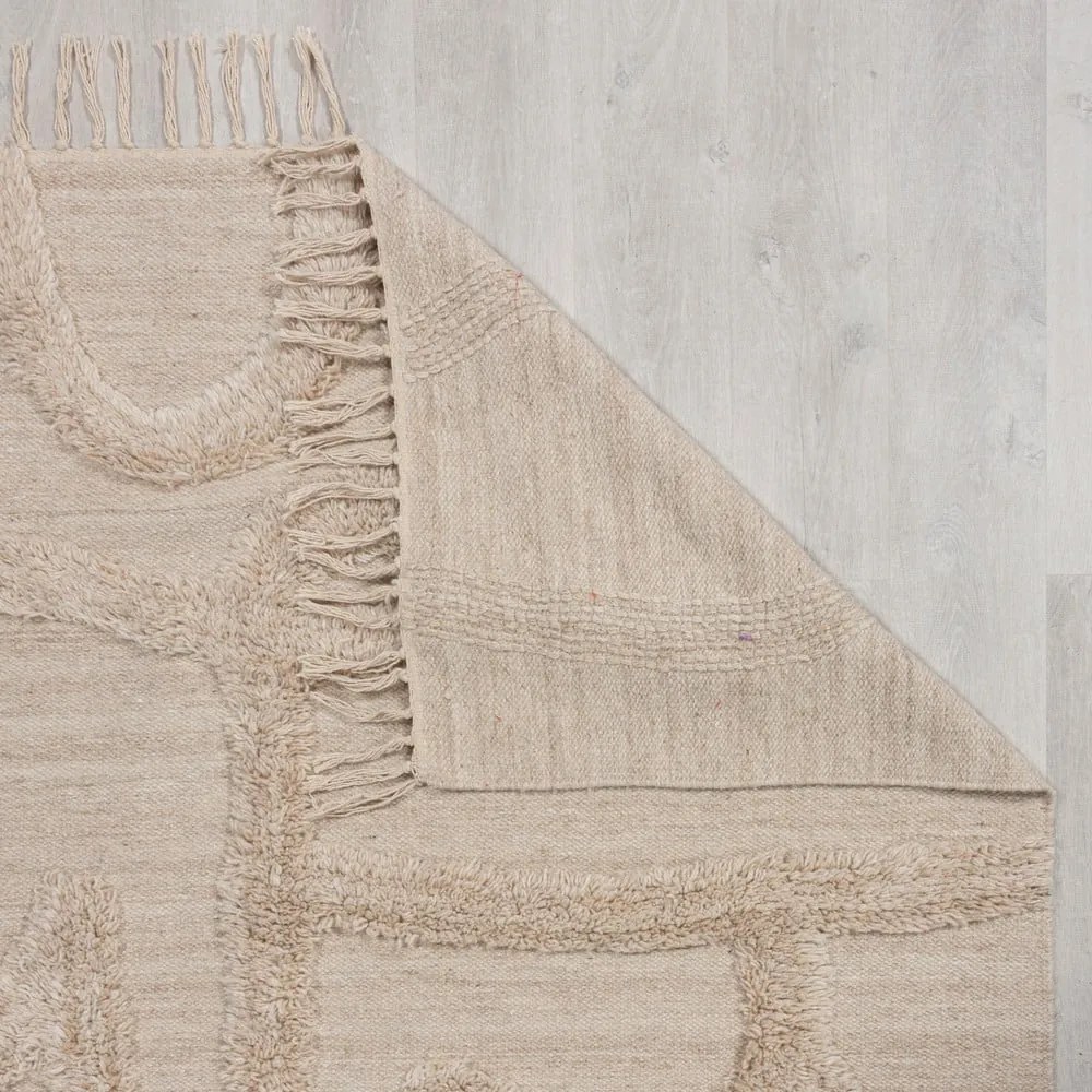 Béžový ručne tkaný vlnený koberec 200x290 cm Loma – Flair Rugs