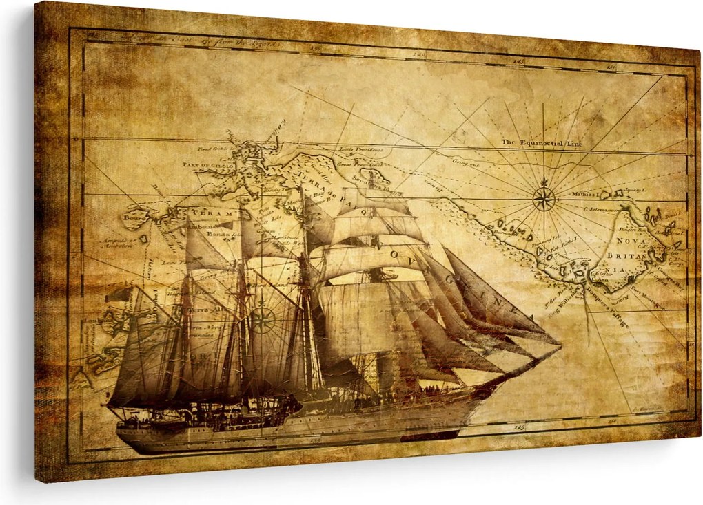 Obraz - Stará mapa (90x60 cm)