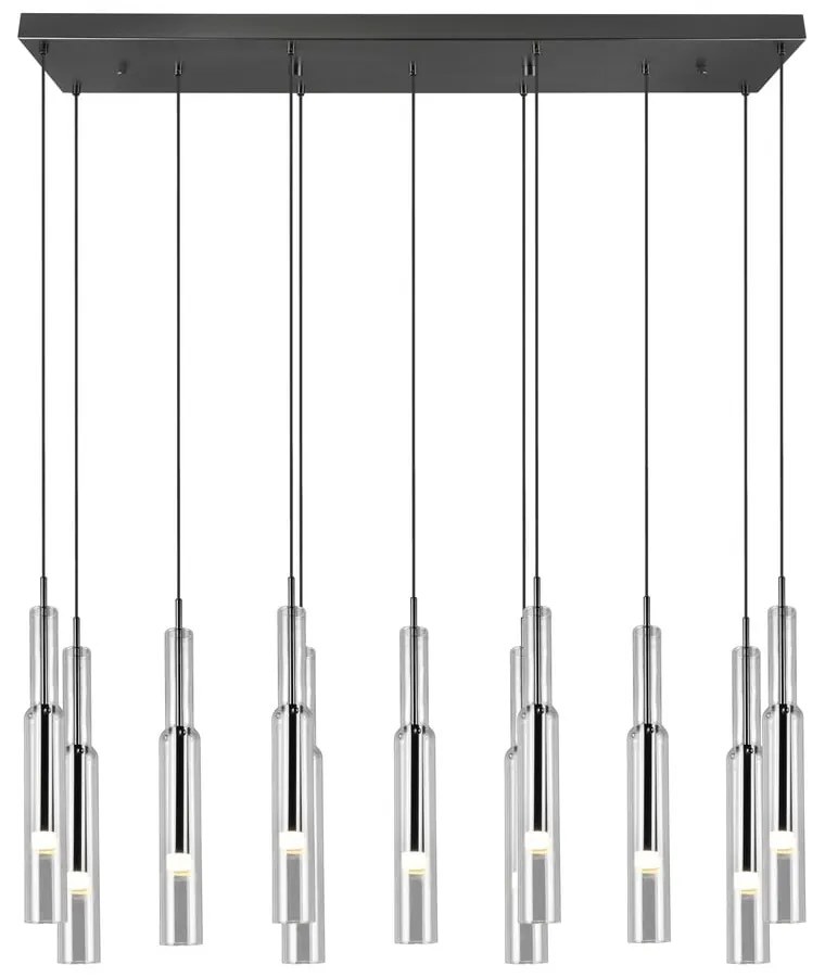 LED závesné svietidlo so skleneným tienidlom v čierno-striebornej farbe Lucent – Trio Select