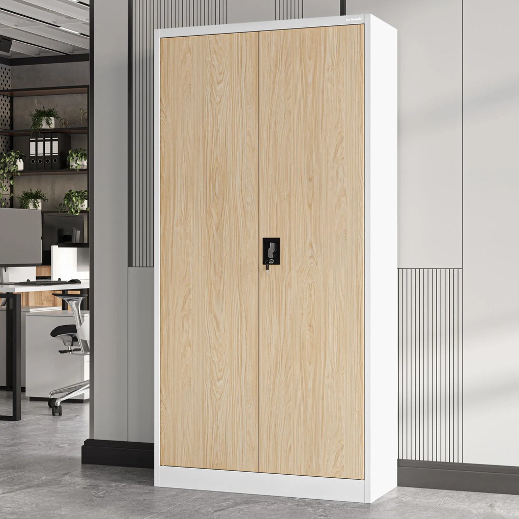 Kancelárska skriňa na dokumenty so 4 policami, biela/dub Sonoma, 900x1850x400 mm: JAN Eco Design