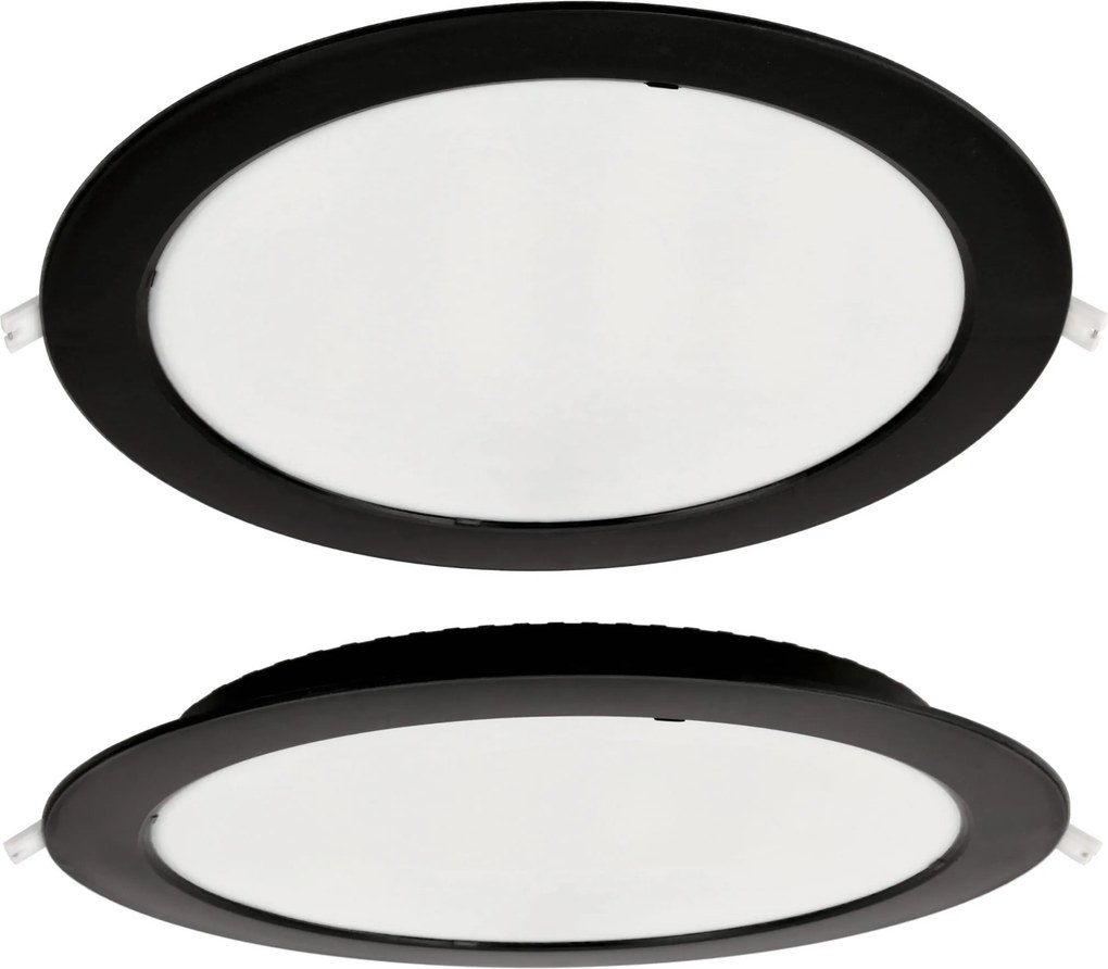 BERGE Okrúhly LED panel zapustený - čierny - 24W - PC - neutrálna biela