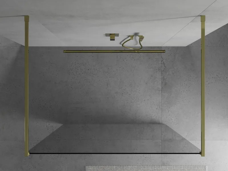 Mexen Kioto, sprchová zástena Walk-In 115 x 200 cm, 8mm číre sklo, zlatý lesklý profil, 800-115-002-50-00