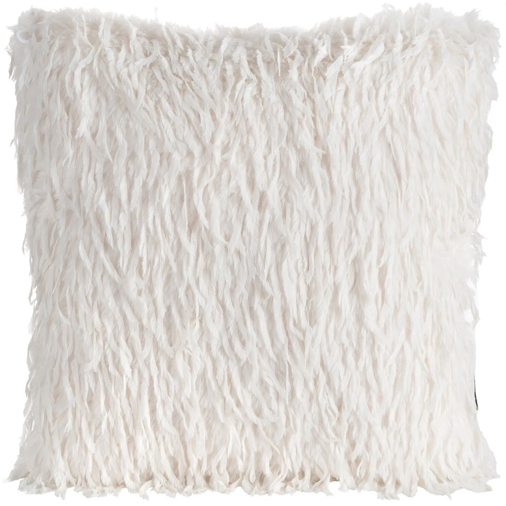 CHLPATÁ DEKORAČNÁ OBLIEČKA NA VANKÚŠ ADORE 45X45 CM BIELA