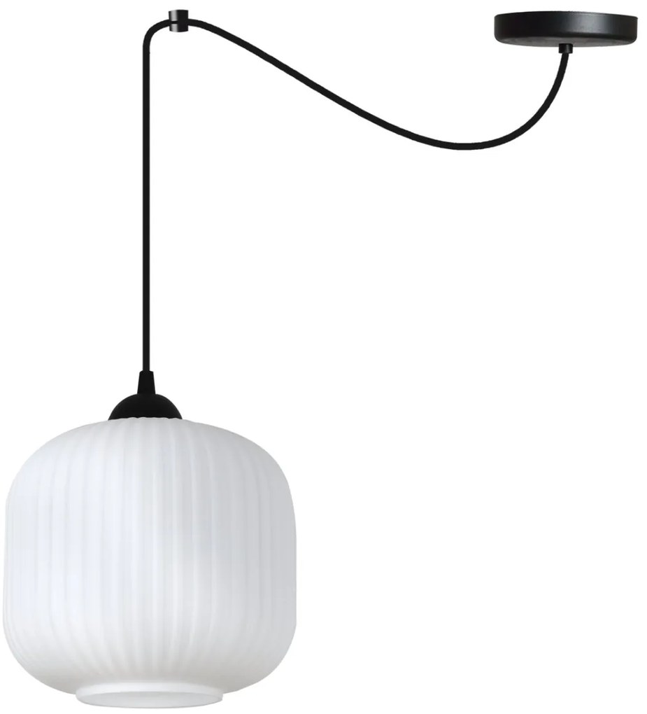 Závesné svietidlo Riffle Spider 2, 1x biele sklenené tienidlo, b