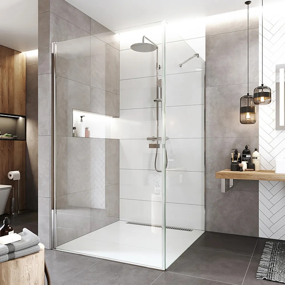 Mereo Mereo, Pivotový sprchový kút, Novea, štvorec, chróm ALU, sklo Číre, dvere L/P a pevný diel, MER-CK13933Z