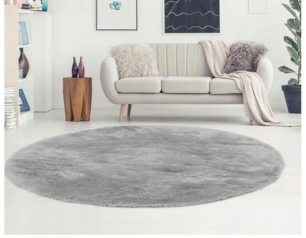 Detský koberec plyšový okrúhly Home 120x120 cm ružový Farba: modrá