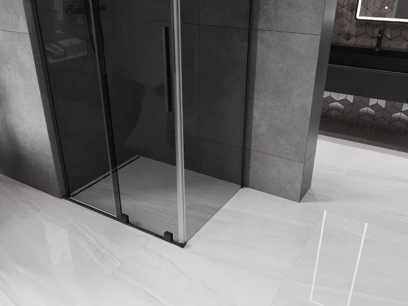 Mexen Velar L, sprchový kút s posuvnými dverami 120 x 110 cm, 8mm šedé sklo, čierna matná, 871-120-110-43-70