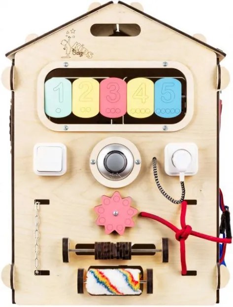 Montessori Activity board domček naturálny