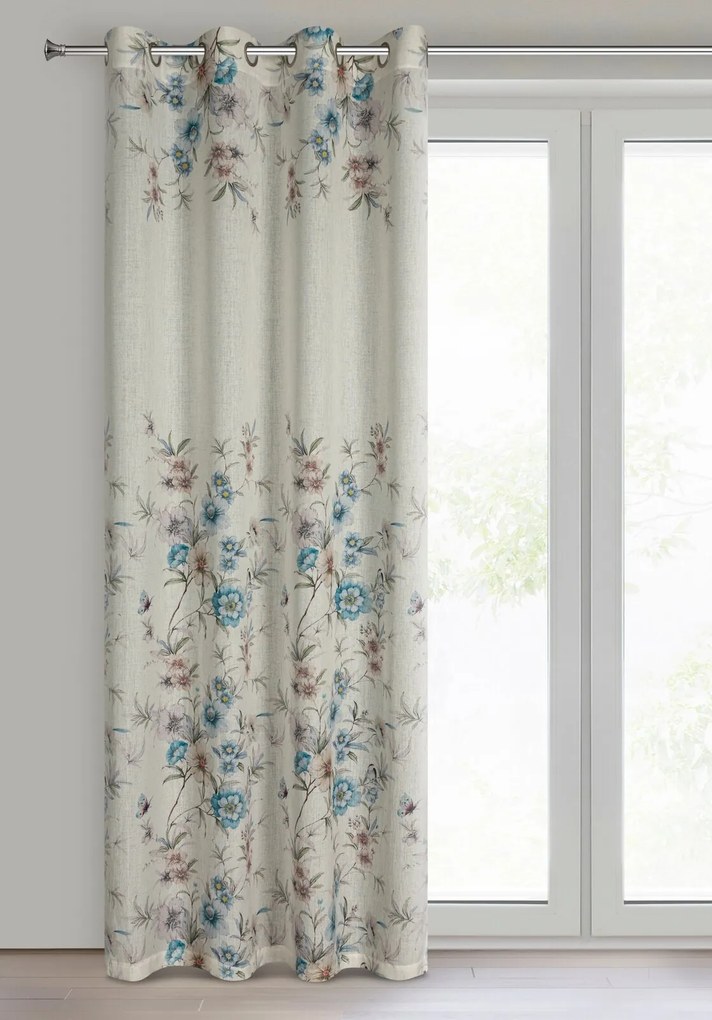 ZÁVES NA KRÚŽKOCH IVY 140X250 CM KVETY