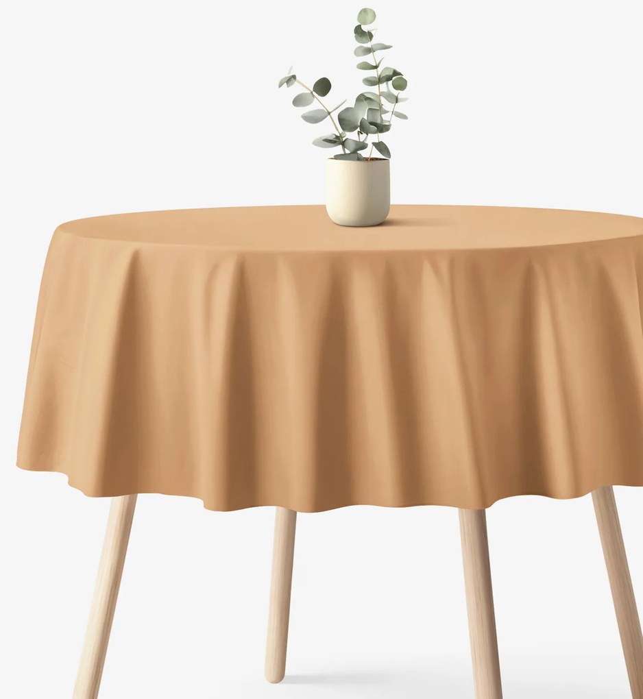 Goldea okrúhly obrus 100% bavlnené plátno - hnedý Ø 160 cm