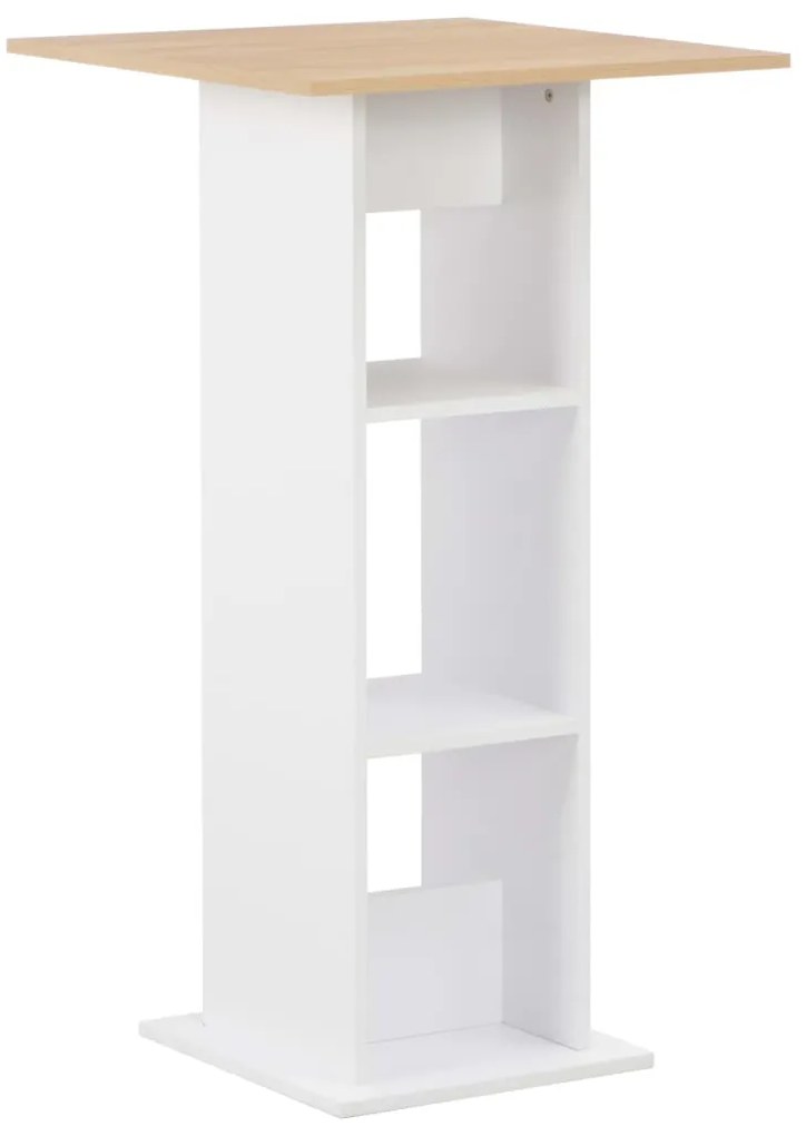 vidaXL Barový stôl, biely a dub sonoma 60x60x110 cm