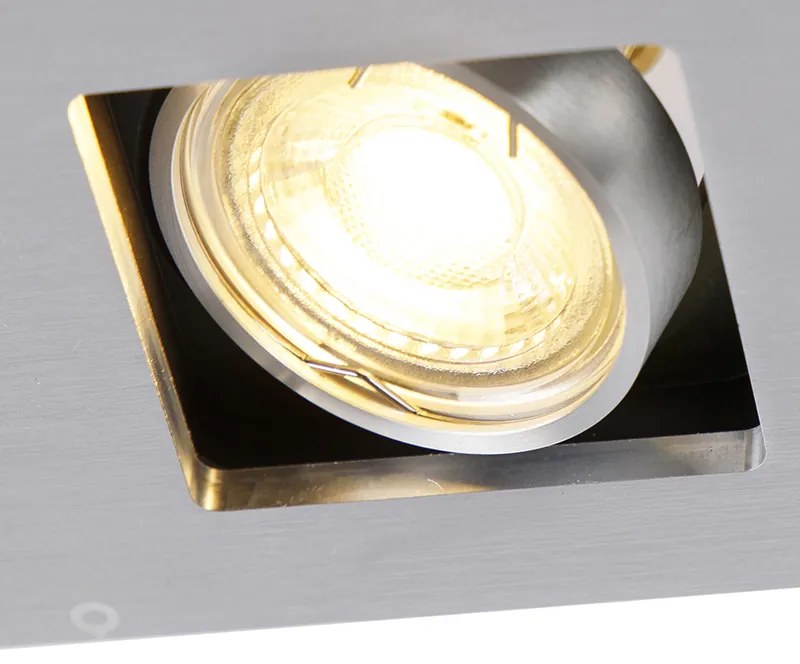 Sada 6 zapustených bodových svetiel hliníkových obdĺžnikových 2-svetiel - Qure