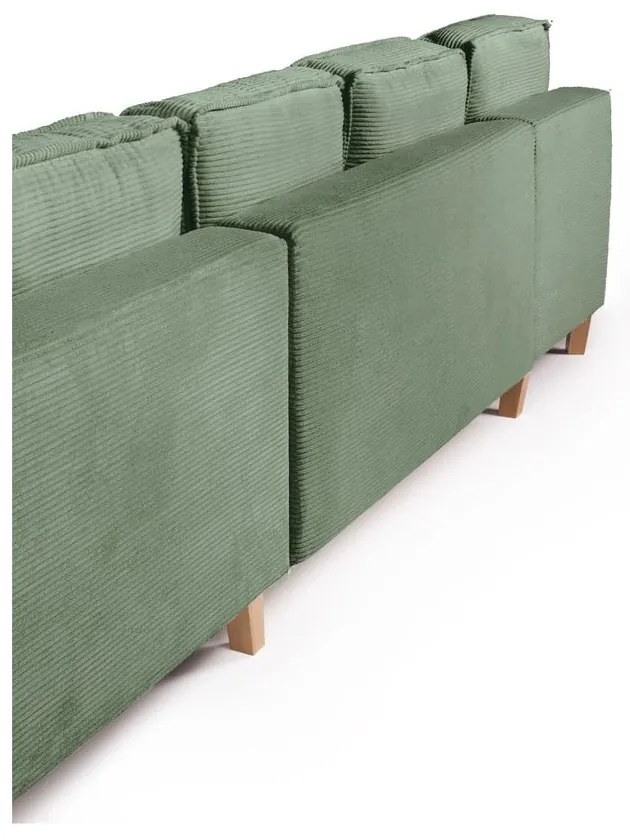 Svetlozelená menčestrová rozkladacia rohová pohovka (pravý roh/do tvaru "U") Tori – Bonami Selection