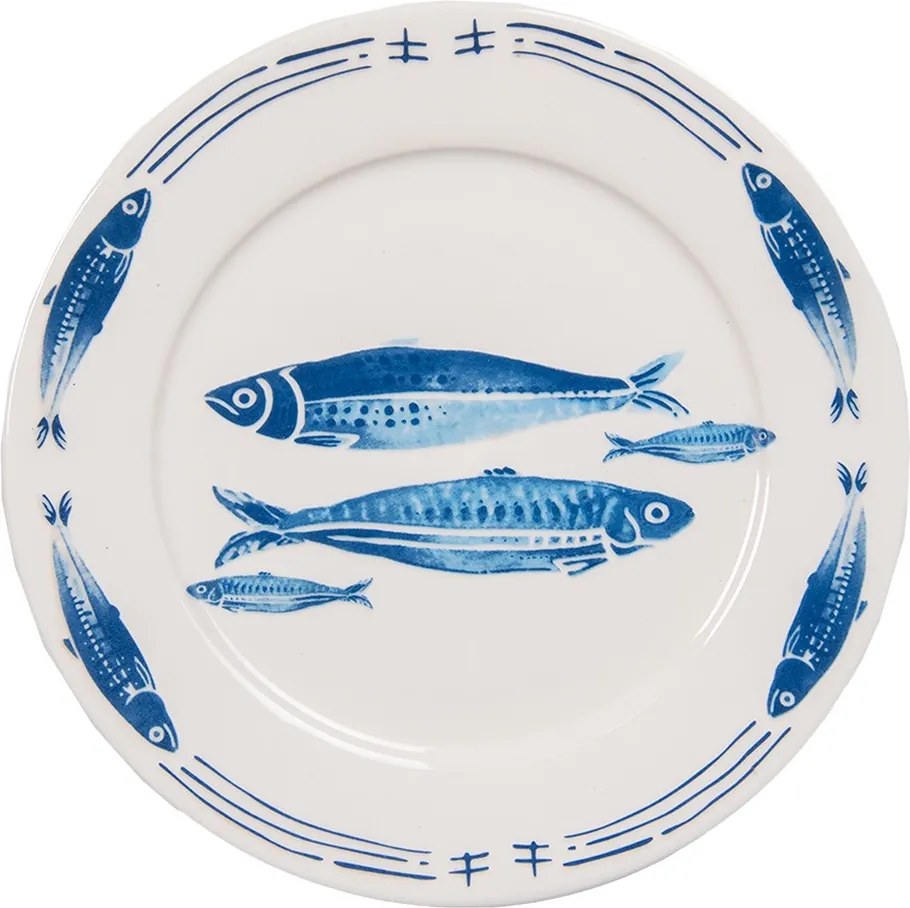 Porcelánový jedálenský tanier s rybkami Fish Blue - Ø 26*2 cm