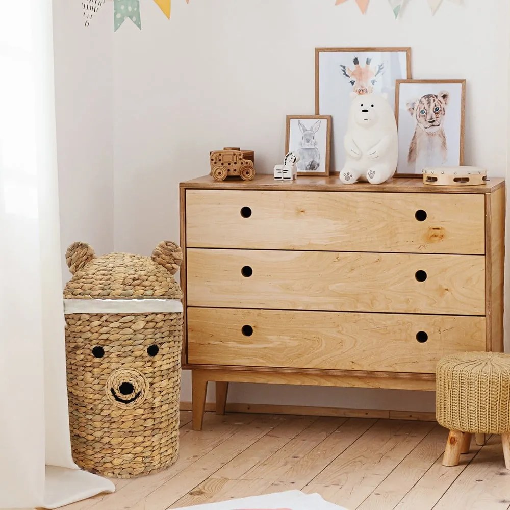 Detský kôš na hračky z vodného hyacintu v prírodnej farbe ø 30x56 cm Bear – Compactor