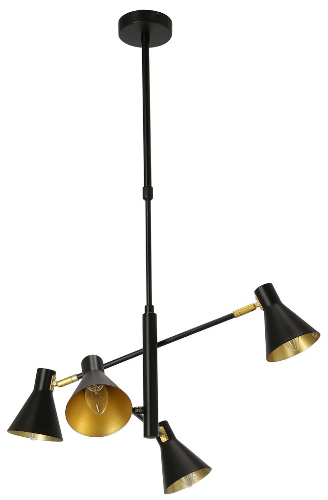 Candellux Čierno-zlatý závesný luster Less pre žiarovku 4x E14 34-72689